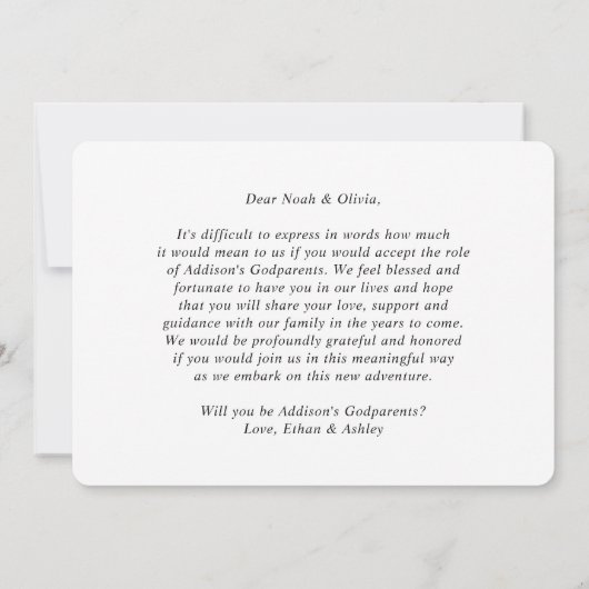 1 Foto Godouders Voorstel Modern elegant script Kaart (Achterkant)