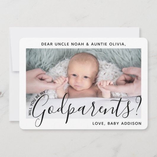 1 Foto Godouders Voorstel Modern elegant script Kaart (Voorkant)