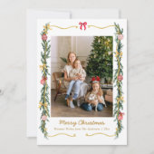 1 Foto Grandmillennial Christmas Greenery & Bows Feestdagenkaart (Voorkant)