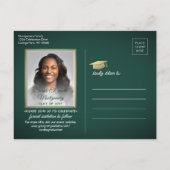 1 Foto Green Gold White Afstuderen Save the Date Aankondigingskaart (Achterkant)