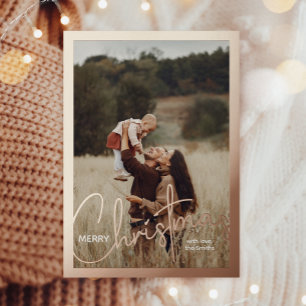 1 Foto Handgeschreven Script Prettig Kerstfeest Folie Feestdagen Briefkaart