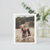 1 Foto Handgeschreven Script Vrolijk Kerstfeest Feestdagenkaart (Staand voorkant)