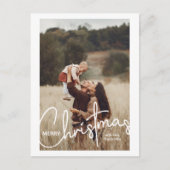 1 Foto Handgeschreven Script Vrolijk Kerstfeest Feestdagenkaart (Voorkant)