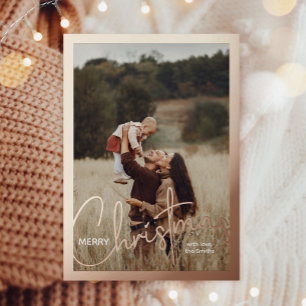 1 Foto Handgeschreven Script Vrolijk Kerstfeest Folie Feestdagen Briefkaart
