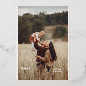 1 Foto Handgeschreven Script Vrolijk Kerstfeest Folie Feestdagenkaart (Voorkant)