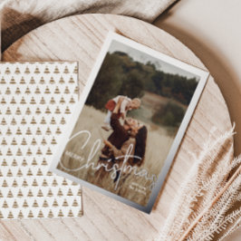 1 Foto Handgeschreven Script Vrolijk Kerstfeest Folie Feestdagenkaart