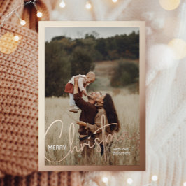 1 Foto Handgeschreven Script Vrolijk Kerstfeest Folie Feestdagenkaart