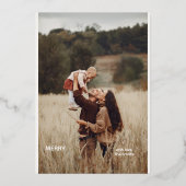 1 Foto Handgeschreven Script Vrolijk Kerstfeest Folie Feestdagenkaart (Voorkant)