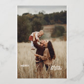 1 Foto Handgeschreven Script Vrolijk Kerstfeest Folie Feestdagenkaart (Voorkant)