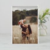 1 Foto Handgeschreven Script Vrolijk Kerstfeest Folie Feestdagenkaart (Staand Voorkant)