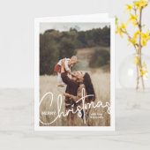 1 Foto Handgeschreven Script Vrolijk Kerstfeest Kaart (Gele Bloem)