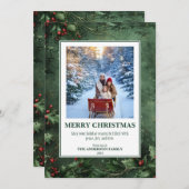 1 Foto Holly en Berry Flat Christmas Kaart (Voorkant / Achterkant)