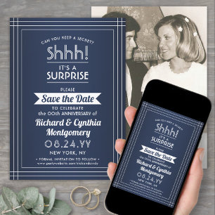 1 foto Jubileum Surprise Party Navy Blauw Wit Save The Date