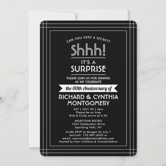 1 Foto Jubileum Surprise Party Zwart-wit Kaart (Voorkant)