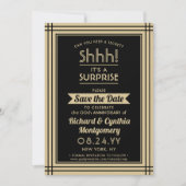 1 Foto Jubileum Verjaardagsfeest Zwart en Goud Save The Date (Voorkant)