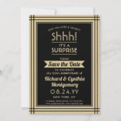 1 Foto Jubileum Verrassingsfeest Zwart en Goud Save The Date (Voorkant)