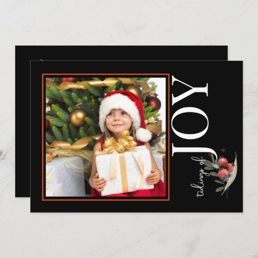 1 FOTO KERST KAART - VREUGDE met bessen (Voorkant / Achterkant)