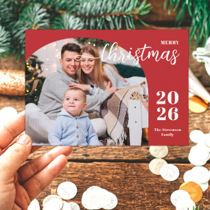 1 foto Kerstboog modern minimalistisch rood Feestdagenkaart