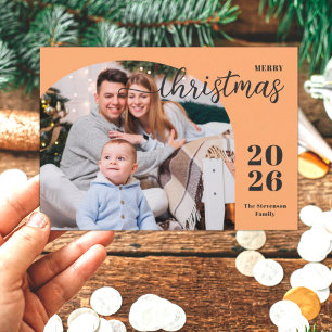 1 foto Kerstboog modern minimalistisch sinaasappel Feestdagenkaart