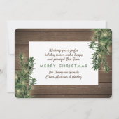 1 Foto Kerstgroen, rustiek hout en verlichting Feestdagenkaart (Achterkant)
