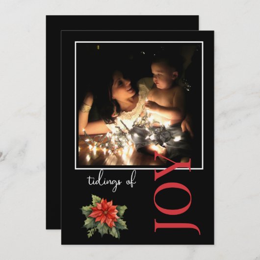 1 FOTO KERSTMIS KAART Tidings of Joy (Voorkant / Achterkant)