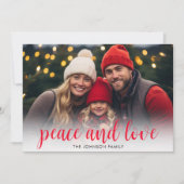 1 foto Kerstmis Script Rood Groen Plaid Feestdagenkaart (Voorkant)