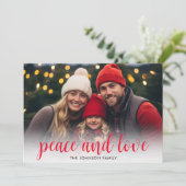 1 foto Kerstmis Script Rood Groen Plaid Feestdagenkaart (Staand voorkant)