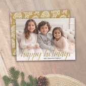 1 Foto kerstscript Gold Damask Happy Feestdagenkaart