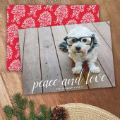 1 Foto Kerstscript Wit Damast Vrede Feestdagenkaart