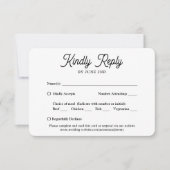 1 Foto Maaltijd Opties Elegant Retro Script Bruilo RSVP Kaartje (Voorkant)