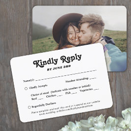 1 Foto Maaltijd Opties Retro Typografie Trouwfeest RSVP Kaartje
