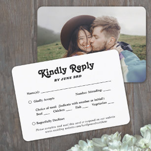 1 Foto Maaltijd Opties Retro Typografie Trouwfeest RSVP Kaartje