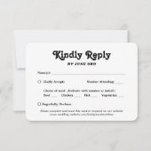 1 Foto Maaltijdopties Retro Typografie Bruiloft RSVP Kaartje (Voorkant)