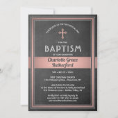 1 foto meisje doop krijtbord en roze rose goud kaart (Voorkant)