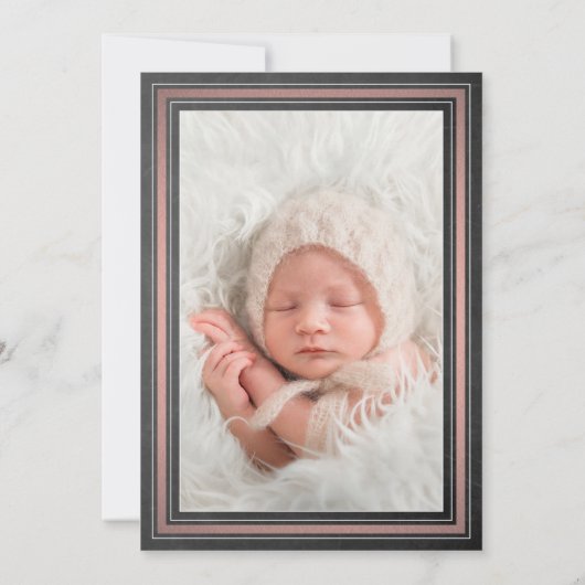 1 foto meisje doop krijtbord en roze rose goud kaart (Achterkant)