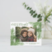 1 Foto Merry Bright Calligraphy Moderne Kerstmis Feestdagenkaart (Staand voorkant)