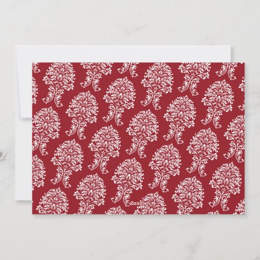 1 Foto Merry Kerstscript White Damask Feestdagenkaart (Achterkant)