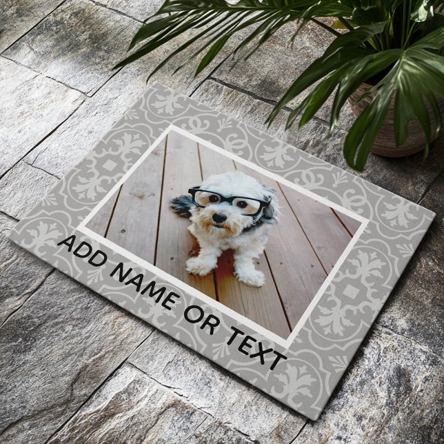 1 Foto met Farmhouse Tile Pattern en Text Deurmat (Custom Welcome Mat)