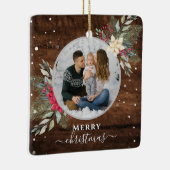 1 Foto met hout voor kerstversiering Keramisch Ornament (Rechts)