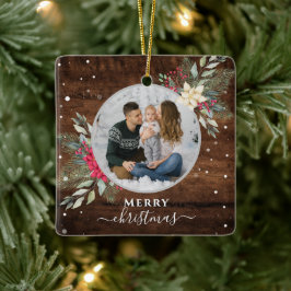 1 Foto met  hout voor kerstversiering Keramisch Ornament