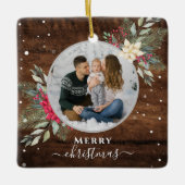 1 Foto met  hout voor kerstversiering Keramisch Ornament (Voorkant)