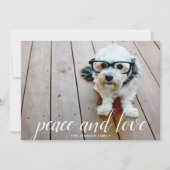 1 Foto met kerstscript White Damask Peace Feestdagenkaart (Voorkant)