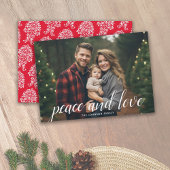 1 Foto met kerstscript White Damask Peace Feestdagenkaart