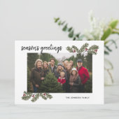 1 Foto met Moderne Pijnse Branches Calligrafie Feestdagenkaart (Staand voorkant)