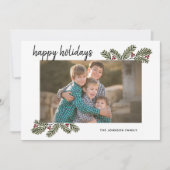 1 Foto met Whimsical Pine Branches Calligraphy Feestdagenkaart (Voorkant)