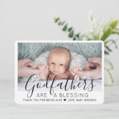 1 Foto Modern Baptism of Christening Godfather Bedankkaart (Staand voorkant)