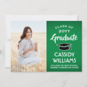 1 Foto Modern Green White en Black Afstuderen Aankondiging (Voorkant)