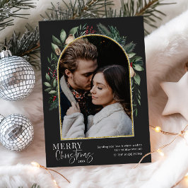 1 foto Modern groen gouden boog vrolijk kerstfeest Feestdagenkaart