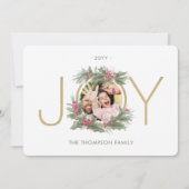 1 Foto Modern JOY  Waterverf Holly Wreath Feestdagenkaart (Voorkant)