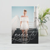 1 Foto Modern Minimalist Elegant Graduparty Kaart (Staand voorkant)